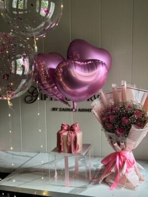 Birthday Celebration Package – 2 Pound Cake, 10 Roses & Balloons