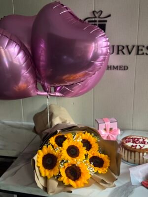 Elegant 6 Sunflowers Bouquet with Premium Wrapping