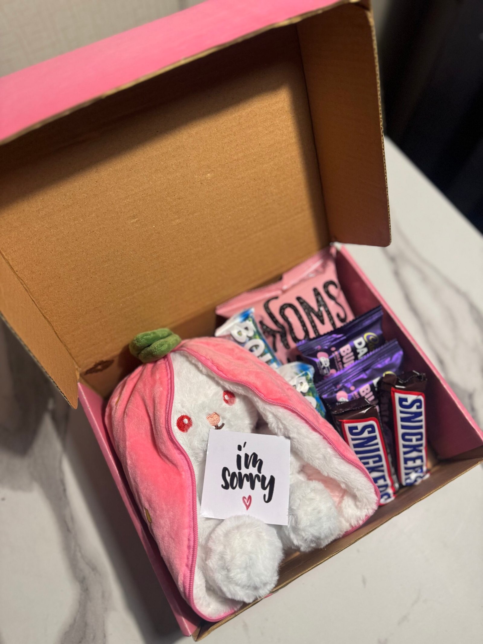 Sorry Gift Box with Imported Teddy Bear & Chocolates